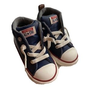Converse Chuck Taylor All Star Blue Leather Hi-Top Sneakers  Boys Size  7
